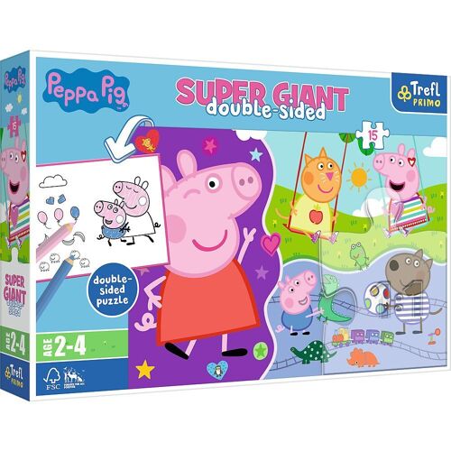 Trefl Primo Giant Puzzle 15 Teile + Malvorlage Peppa Pig