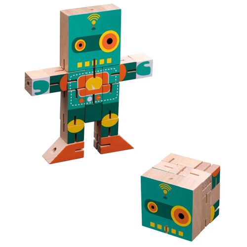Philos 3503 - Robot Cube Holz Würfel-Puzzlespiel Denkspiele Knobelspiele Schwierigkeitsgrad: Schwer