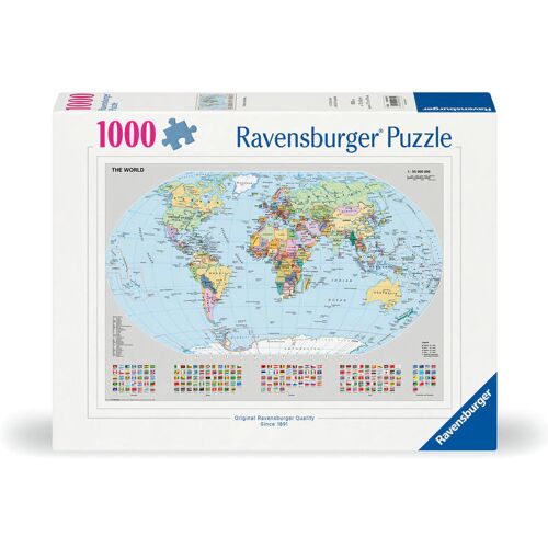 Ravensburger Spieleverlag Ravensburger Puzzle 12000065 - Politische Weltkarte - 1000 Teile Puzzle Für Erwachsene Und Kinder Ab 14 Jahren Puzzle-Weltkarte Mit Flaggen