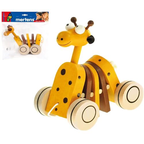 Mertens 90987 - Ziehtier Giraffe Holz Länge: 14 Cm Lauflern-Spielzeug