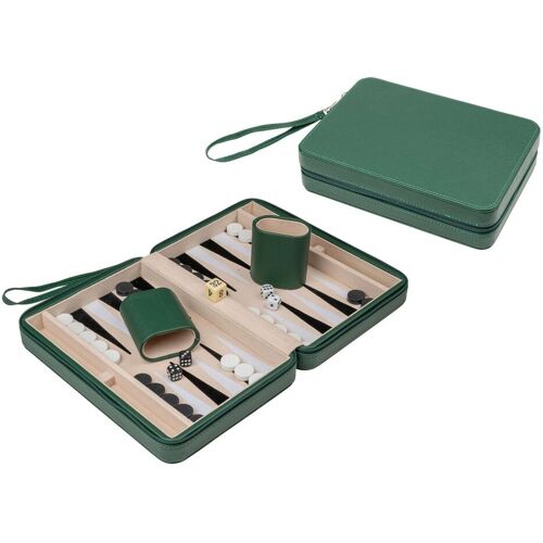 Philos 1709 - Backgammon Thasos Reise Grün Kunstleder Magnetisch Mit Tragegriff