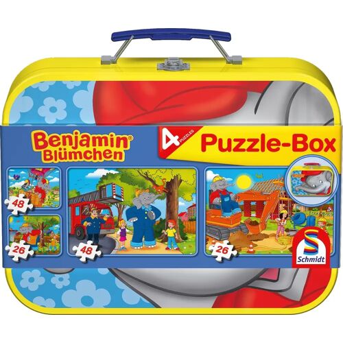 Schmidt Spiele - Benjamin Blümchen Puzzle-Box 2x26 2x48 Teile Im Metallkoffer