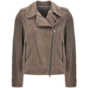 BRUNELLO CUCINELLI Bikerjacke Aus Wildleder - female - Grau - 40 IT