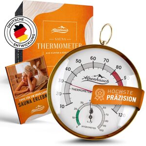 Alpenhauch Sauna Thermometer Hygrometer Holz [2in1 Funktion] - Besonders - Sehr Gut Gold / Weiß