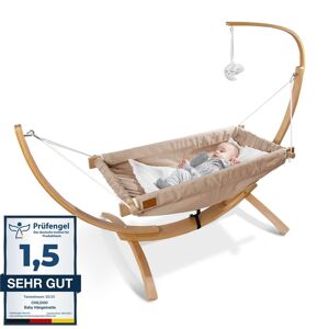 Childoo Baby Hängematte [Quickfix-Schlaufe] Babywiege Babybett Federwiege Mit - Akzeptabel Beige 150*66*110