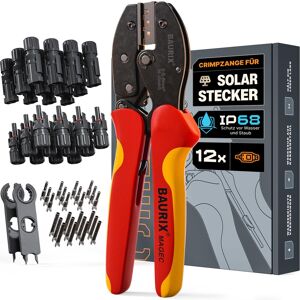 Baurix® Solar Crimpzange Set Mit 12x Solar Stecker [2,5-6mm²] I Solar Crimpzange - Wie Neu