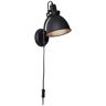 Brilliant Lampe Jesper Wandspot Zuleitung Und Schalter Schwarz Korund 1x A60, - Neu Schwarz Korund