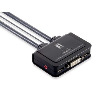 LevelOne KVM-0260 2-Port USB DVI-D Single Link Cable KVM Switch, audio support