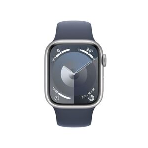 Apple Watch Series 9 (GPS) 45mm Aluminiumgehäuse silber, Sportband sturmblau, S/M