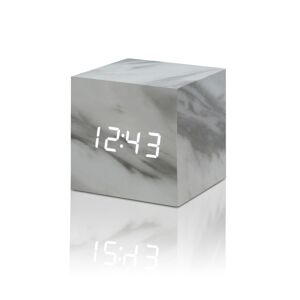Gingko Cube Click Clock Marble Wecker Stein - marble / LED weiß - 6,8x6,8x6,8 cm