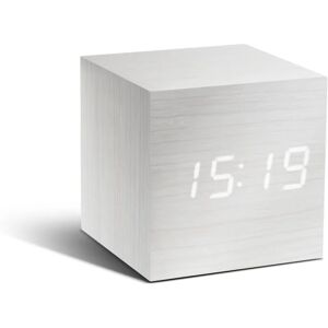 Gingko Cube Click Clock White Wecker - white / LED weiß - 6,8x6,8x6,8 cm