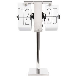 Karlsson Flip Clock No Case Mini Uhr - white/chrome - 20,5 x 35 x 10 cm