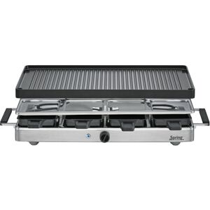 Spring Raclette8 CLASSIC Alu-Grillplatte - edelstahl und schwarz - 48 x 27 cm - Höhe 14,5 cm