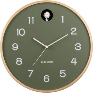 Karlsson Natural Cuckoo Wanduhr - jungle green - Ø 31,5 cm - Tiefe 6 cm