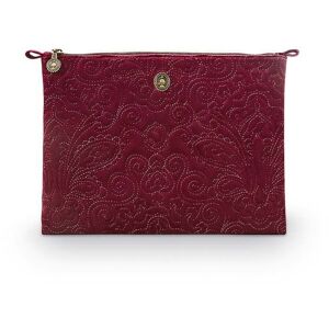 Pip Studio Velvet Quiltey Days flache Kosmetiktasche - red - 30x22x1 cm