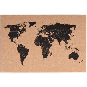 Present Time World Map Kork-Pinnwand mit 12 Pins - korkbraun - 60x40 cm