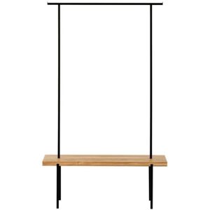 weld & co Eiche 01 Garderobe - Eiche natur, Metall schwarz - M - B 117 cm - T 40 cm - H 190 cm