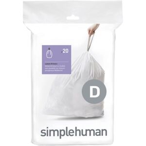 simplehuman Müllbeutel Nachfüllpack Code D - Spar-Pack - weiß - 20 Beutel à 20 Liter