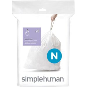 simplehuman Müllbeutel Nachfüllpack Code N - Spar-Pack - weiß - 20 Beutel à 45-50 Liter