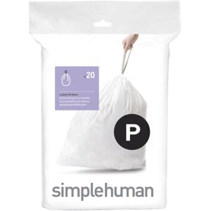 simplehuman Müllbeutel Nachfüllpack Code P - Spar-Pack - weiß - 20 Beutel à 50-60 Liter