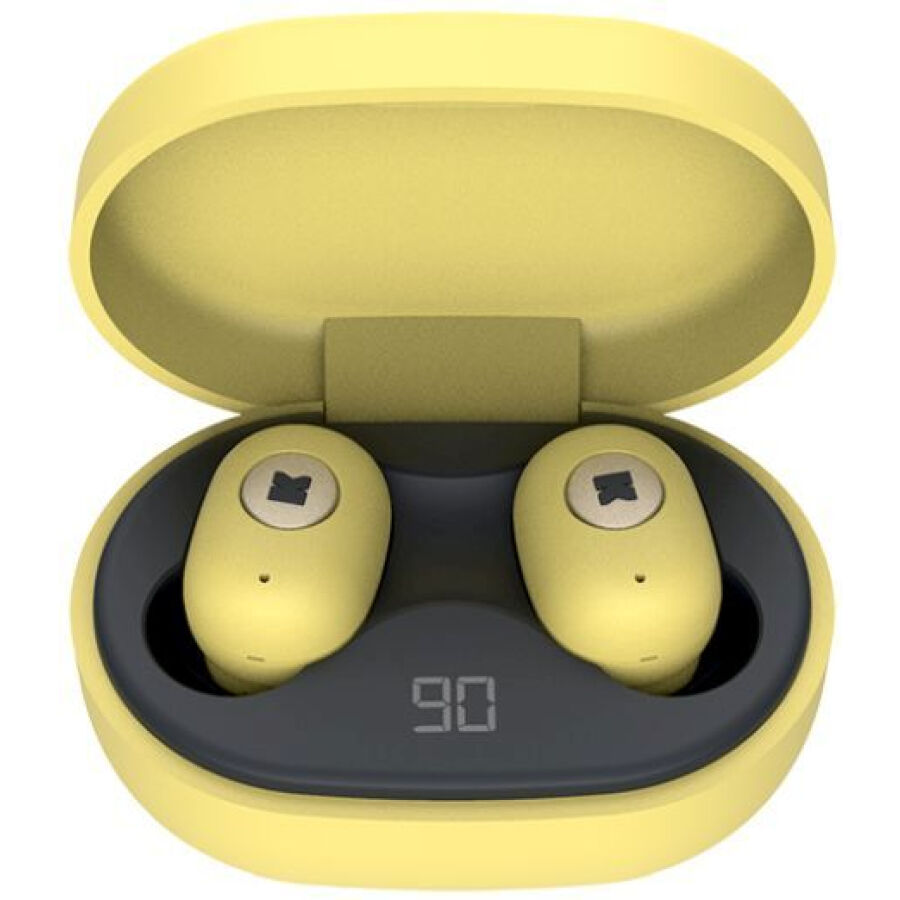 KREAFUNK aBEAN Bluetooth Kopfhörer - fresh yellow - 6x4x2,6 cm