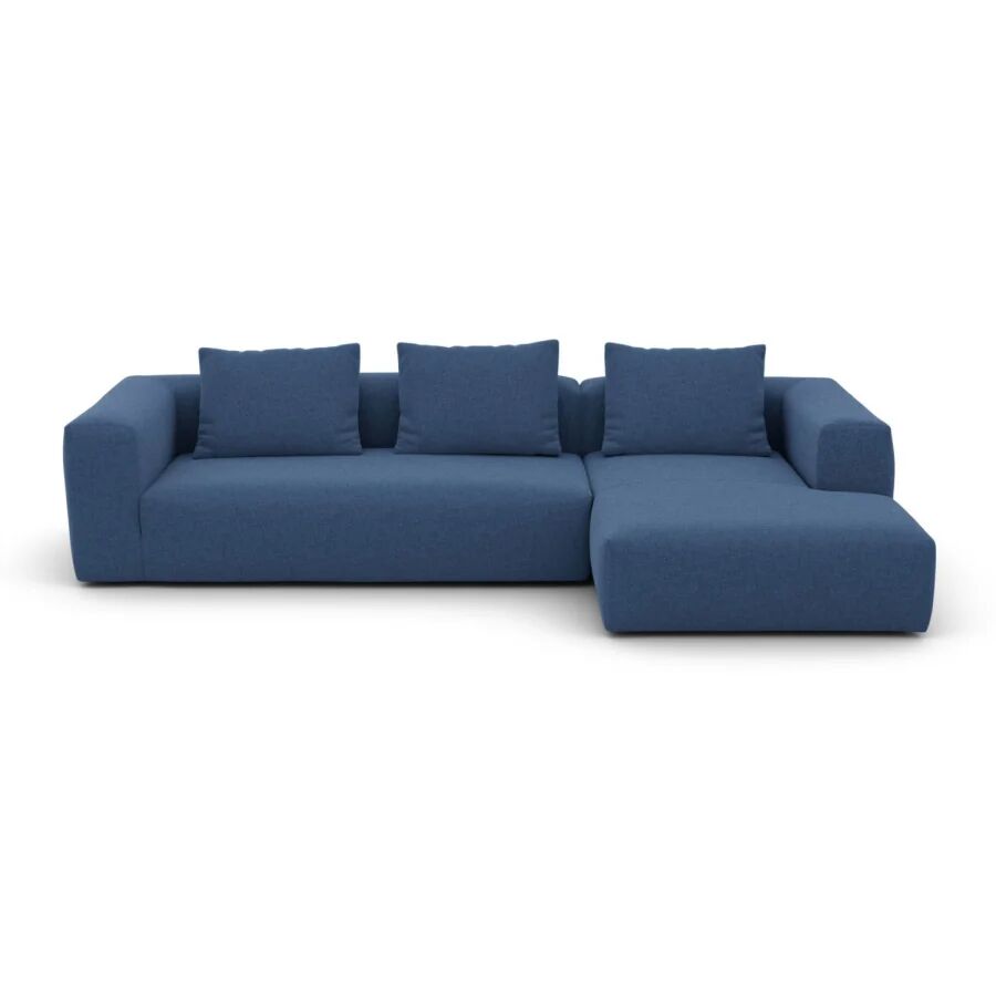 AMBIENDO Home No. 101 Sofa-Eckgarnitur mit Chaiselounge rechts - Blue 537 Bouclé - 303 x 157 cm