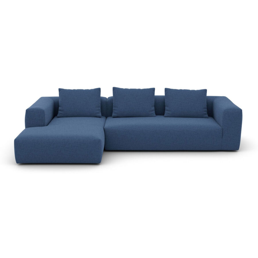 AMBIENDO Home No. 101 Sofa-Eckgarnitur mit Chaiselounge links - Blue 537 Bouclé - 157 x 303 cm