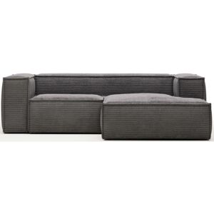 Kave Home Blok Lincoln 2-Sitzer Sofa mit Chaiselongue rechts - dunkelgrau/grau - 240x174x69 cm