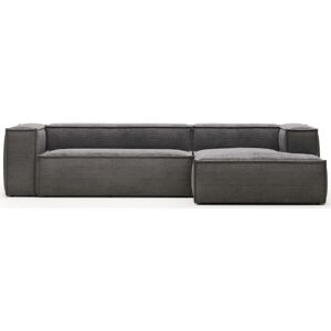 Kave Home Blok Lincoln 3-Sitzer Sofa mit Chaiselongue rechts - dunkelgrau/grau - 300x174x69 cm