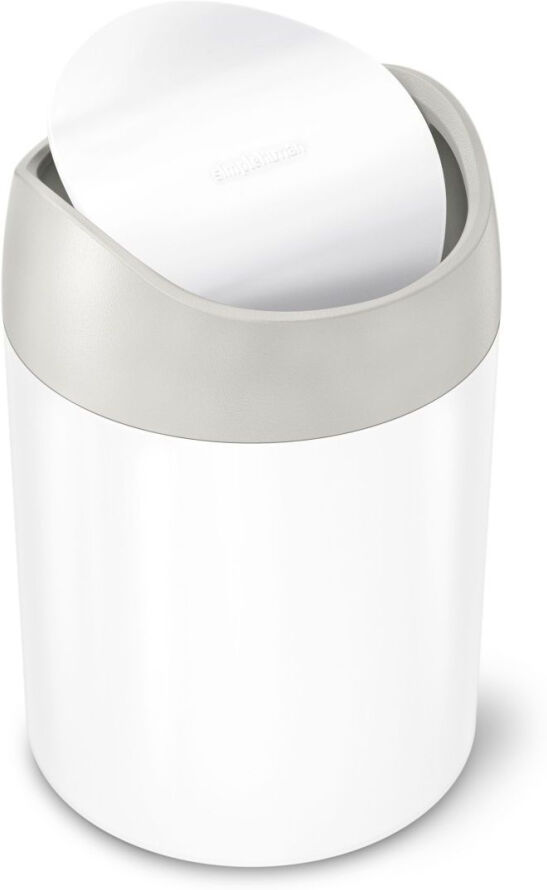 simplehuman Mini-Abfalleimer - weißer stahl - Ø 12,7 cm - H 18,8 cm - 1,5 Liter