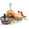 GEFU BBQ Burger-Set 3-teilig - silberfarben - Presse Ø 11,8 - Höhe 9,3 + Ring Ø 10,8 - Höhe 4 + Spieß 19x3,3x0,2 cm