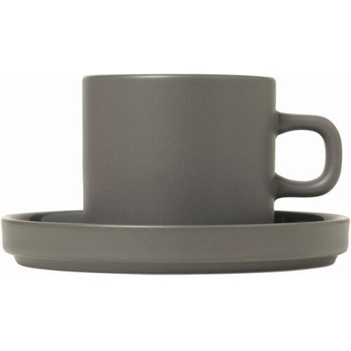 blomus PILAR Kaffeetasse mit Untertasse 2er-Set – pewter – 2 Tassen à 200 ml