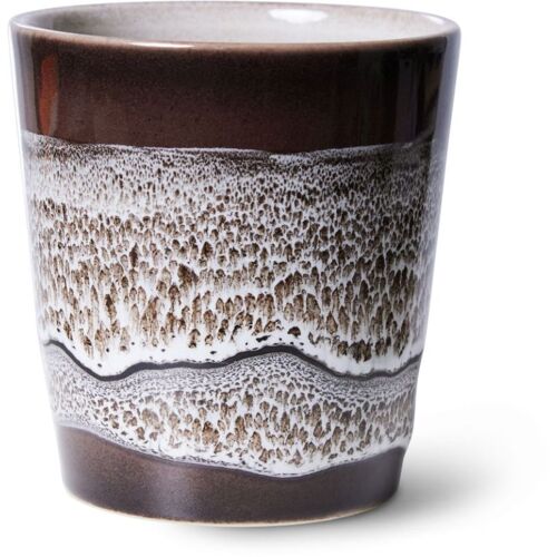 HK living 70’s ceramics mug Kaffeebecher – Rock On – black/white – 180 ml – Ø 7,5 cm x H 8 cm