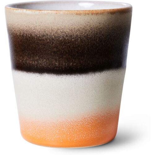 HK living 70’s ceramics mug Kaffeebecher – Bomb  – black/ white/ orange – 180 ml – Ø 7,5 cm x H 8 cm