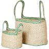 Broste Copenhagen Lykke Korb - 2er-Set - natural-jelly green - 2er-Set - größter Korb: 37x20x46 cm