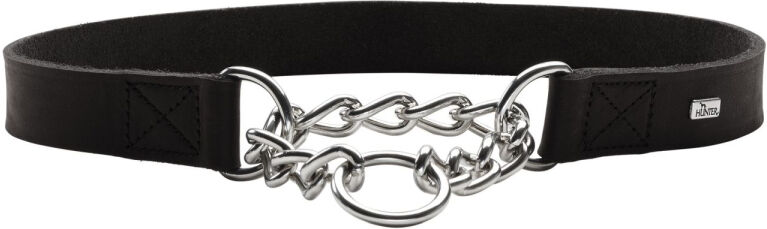 Hunter Aalborg Halsband mit Kette - schwarz - M-L - Breite 2,5 cm   Länge max. 50 cm