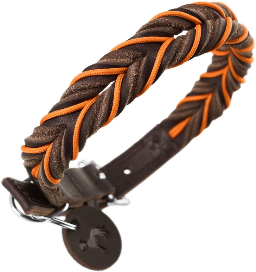 Hunter Solid Education Cord Halsband - dunkelbraun-orange - Breite 2 cm - Länge 55 cm (M)