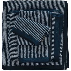 Marc O' Polo Tone Stripe Waschhandschuh - marine/light silver - 16x22 cm