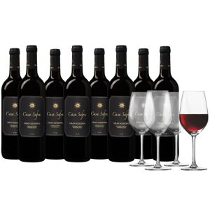 dieweinboerse.de Weinpaket Casa Safra Black Label Gran Reserva 8 Flaschen + 4 Gläser - die Weinbörse