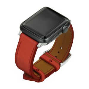 Noreve Lederarmband für Apple Watch – Griffe 1 Rouge troupelenc Uhrengehäuse - Einlagen 42 / 44 / 45 mm silbern + silberne Dornschliesse