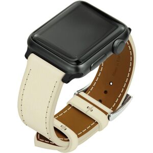 Noreve Lederarmband für Apple Watch Blanc escumo Uhrengehäuse - Einlagen 38 / 40 / 41 mm schwarz + Dornschliesse, schwarz