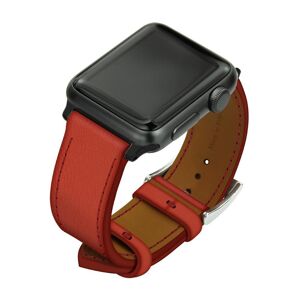 Noreve Lederarmband für Apple Watch – Griffe 1 Arange clouquié Uhrengehäuse - Einlagen 42 / 44 / 45 mm schwarz + silberne Dornschliesse