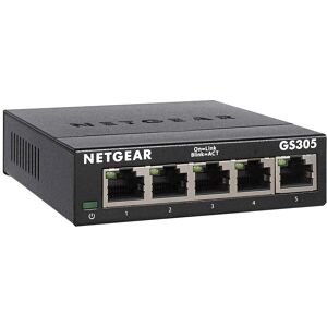 Netgear Gs305 Lan Switch 5 Port Netzwerk Switch (Plug-And-Play Gigabit Switch Lan Splitter Lan Verteiler Ethernet Hub Lüfterlos Robustes Metallgehäuse) Schwarz