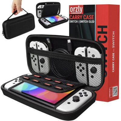 Orzly Tragetasche Kompatibel Mit Nintendo Switch Und New Switch Oled-Konsole - Schwarze Schützende Hülle Harte Tragbare Reisetasche Mit Taschen Für Zubehör Und Spiele Orzly Tragetasche Kompatibel Mit Nintendo Switch Und New Switch Oled-Konsole - Schwarze Schützende Hülle Harte Tragbare Reisetasche Mit Taschen Für Zubehör Und Spiele
