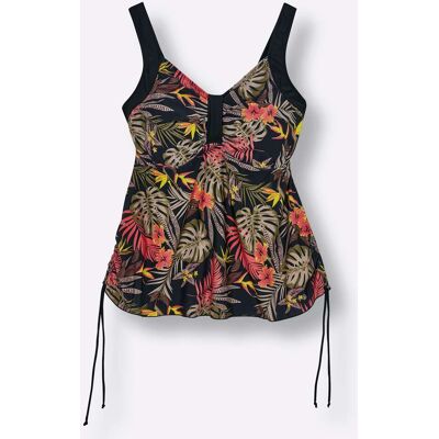 sheego Tankini-Oberteil schwarz-burgund-bedruckt 44C female sheego Tankini-Oberteil schwarz-burgund-bedruckt 44C female
