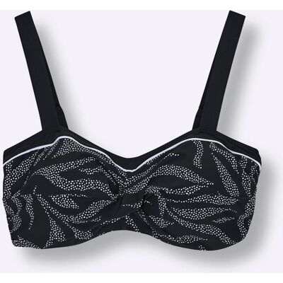 sheego Bikini-Oberteil schwarz-weiß-bedruckt 44B female sheego Bikini-Oberteil schwarz-weiß-bedruckt 44B female