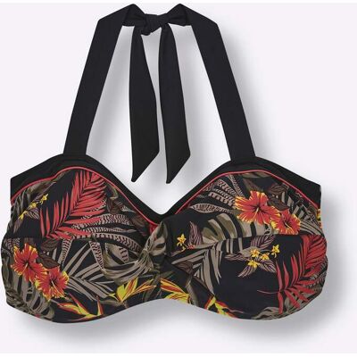 sheego Bikini-Oberteil schwarz-burgund-bedruckt 44C female sheego Bikini-Oberteil schwarz-burgund-bedruckt 44C female