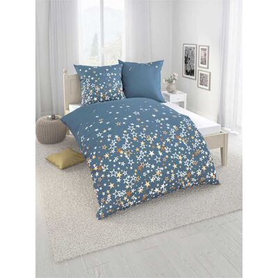 Bierbaum Blaue Bettwäsche-Set - 2-teilig Feinbiber, 135x200cm Bierbaum Blaue Bettwäsche-Set - 2-teilig Feinbiber, 135x200cm