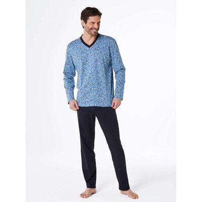 wäschepur men Schlafanzug mittelblau-marine-bedruckt 48/50 male wäschepur men Schlafanzug mittelblau-marine-bedruckt 48/50 male