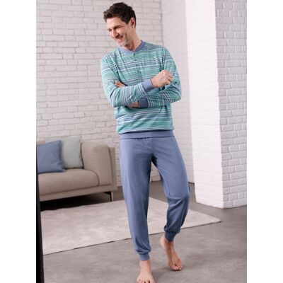 wäschepur men Schlafanzug taubenblau-salbei-gestreift 60/62 male wäschepur men Schlafanzug taubenblau-salbei-gestreift 60/62 male
